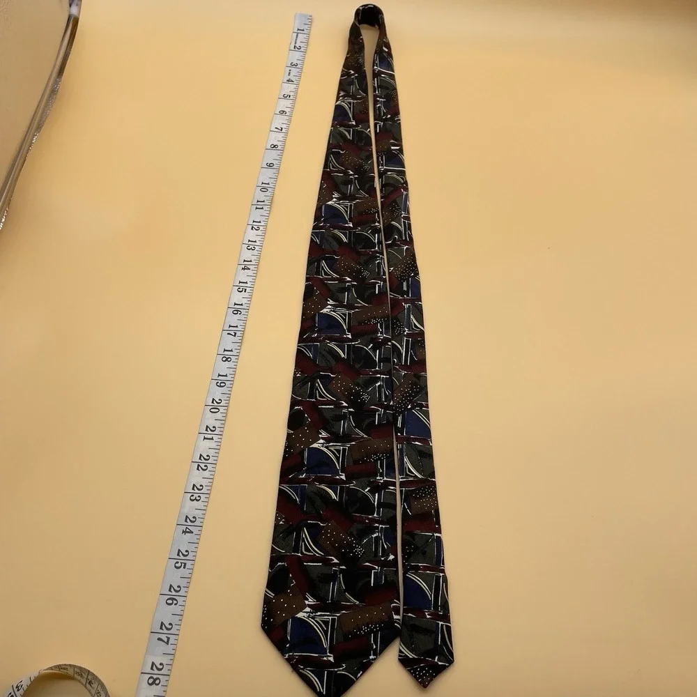 Azia Collection Tie Abstract Gold‎ Red Mens Polyester Necktie USA Work Formal